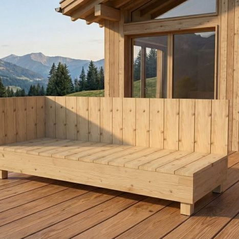 DIY outdoor-lounge Ottomane PALISADES auf einer Terrasse mit einem sagenhaften Ausblick auf die Berge