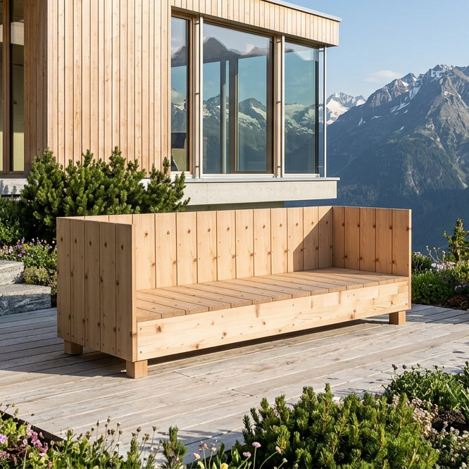 DIY outdoor-lounge.com Sofa auf einer Terrasse in den Bergen