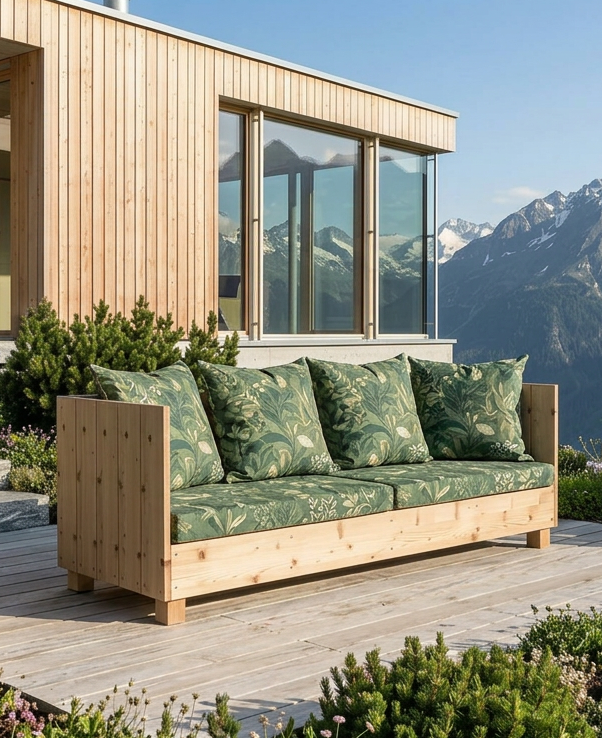 DIY Outdoor-Lounge PALISADES mit Polstern als Dekobeispiel