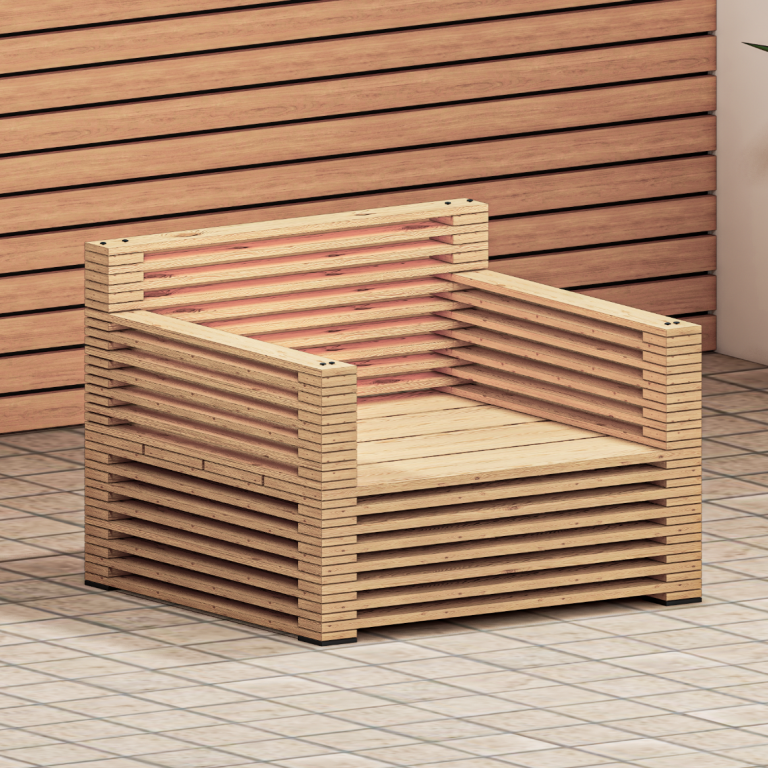 LAMELAS, ein in Lamellen aufgebautes DIY Sofa mit zur zwei unterschiedlichen Holzmaßen.
