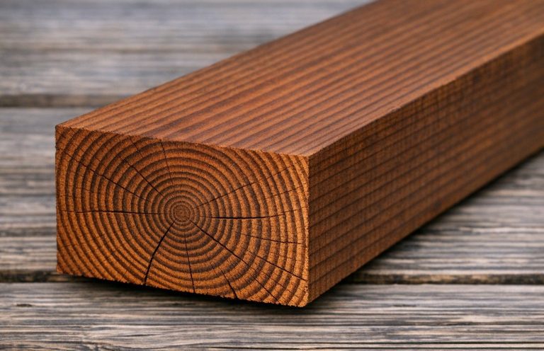 Querschnitt eines thermisch behandelten Holzbalkens