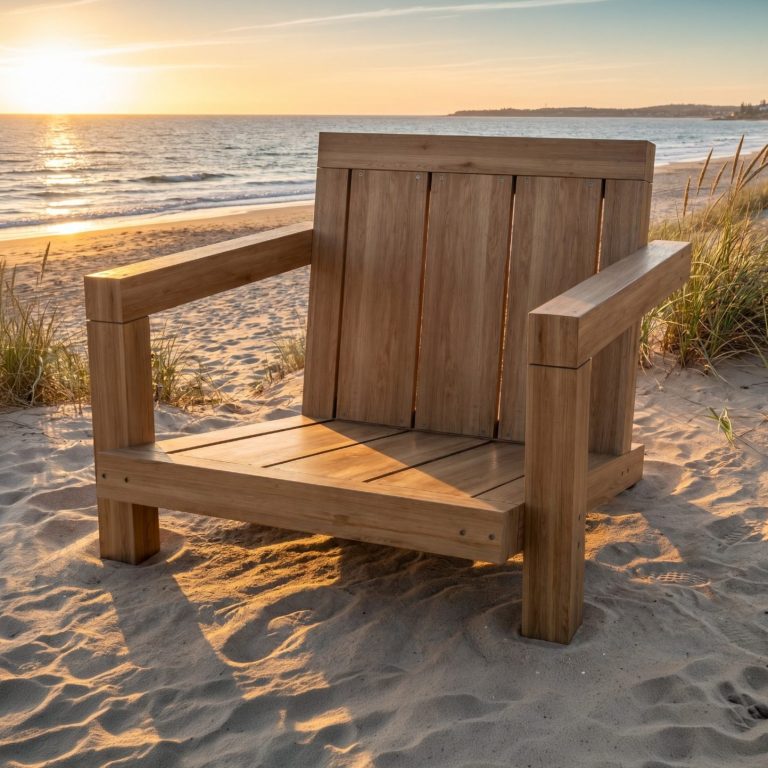Outdoor Lounge Sessel ELBE in coolem Design mit sehr niedriger Sitzposition Outdoor Lounge Sessel ELBE zum selber bauen im Sand am Strand