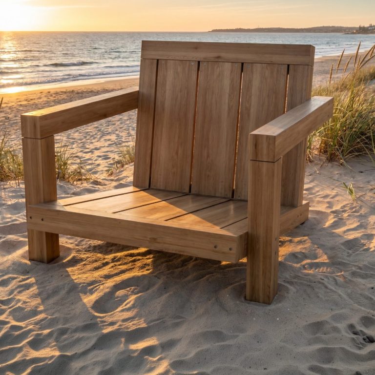 DIY Outdoor Lounge Sessel ELBE am Strand bei untergehender Sonne