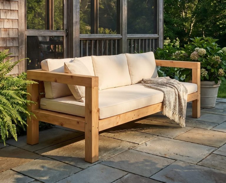 DIY-outdoor-lounge.com Sofa TUSCANY mit Polstern im Zitronenmuster Schöne Polster werten das DIY outdoor-lounge.com SOFA TUSCANY auf