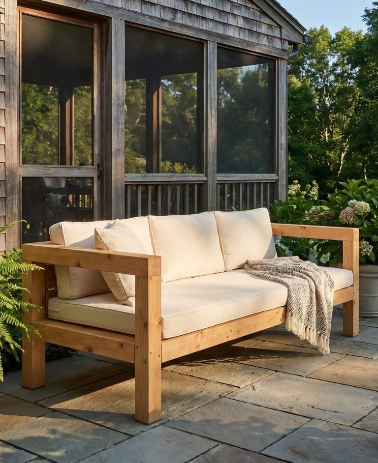 DIY Outdoor Lounge BANCO mit Polstern als Dekobeispiel DIY Outdoor-Lounge BANCO mit Polstern als Dekobeispiel