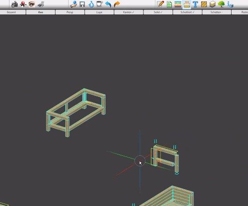 Oberfläche eines CAD-Programmes zum Möbeldesign